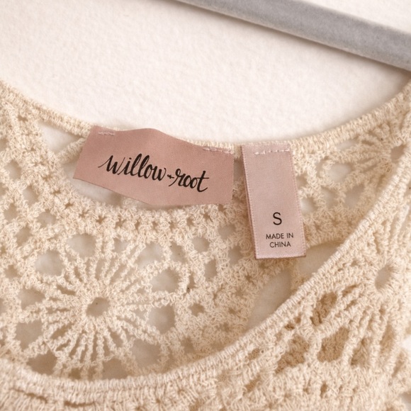 Willow + Root Cream Crochet Lace Boho Tank Top Size Small - Picture 2 of 2